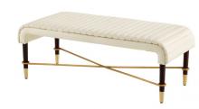 Cyan Designs 12221 - Channel Bench | Off-White | Walnut | Brass