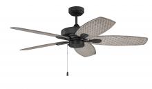 Craftmade RET52FB5 - 52" Retreat in Flat Black w/ Woven Driftwood Blades