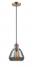 Innovations Lighting 201C-AC-G173-LED - Fulton - 1 Light - 7 inch - Antique Copper - Cord hung - Mini Pendant