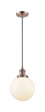 Innovations Lighting 201C-AC-G201-8-LED - Beacon - 1 Light - 8 inch - Antique Copper - Cord hung - Mini Pendant