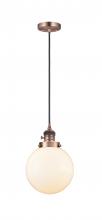 Innovations Lighting 201CSW-AC-G201-8-LED - Beacon - 1 Light - 8 inch - Antique Copper - Cord hung - Mini Pendant