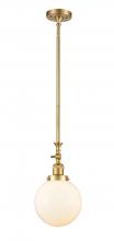 Innovations Lighting 206-SG-G201-8 - Beacon - 1 Light - 8 inch - Satin Gold - Stem Hung - Adjustable Mini Pendant