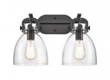 Innovations Lighting 412-2W-BK-7CL-LED - Newton Bell - 2 Light - 17 inch - Matte Black - Bath Vanity Light