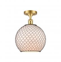 Innovations Lighting 516-1C-SG-G121-10CBK-LED - Farmhouse Chicken Wire - 1 Light - 10 inch - Satin Gold - Semi-Flush Mount