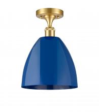 Innovations Lighting 516-1C-SG-MBD-9-BL-LED - Plymouth - 1 Light - 9 inch - Satin Gold - Semi-Flush Mount