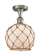 Innovations Lighting 516-1C-SN-G121-8RB-LED - Farmhouse Rope - 1 Light - 8 inch - Brushed Satin Nickel - Semi-Flush Mount