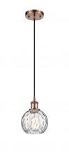 Innovations Lighting 516-1P-AC-G1215-6-LED - Athens Water Glass - 1 Light - 6 inch - Antique Copper - Cord hung - Mini Pendant