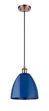 Innovations Lighting 516-1P-AC-MBD-9-BL-LED - Plymouth - 1 Light - 9 inch - Antique Copper - Cord hung - Mini Pendant