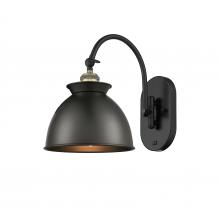 Innovations Lighting 518-1W-BAB-M14-BK-LED - Adirondack - 1 Light - 8 inch - Black Antique Brass - Adjustable Swing Arm