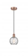 Innovations Lighting 616-1P-AC-G1215-6-LED - Athens Water Glass - 1 Light - 6 inch - Antique Copper - Cord hung - Mini Pendant