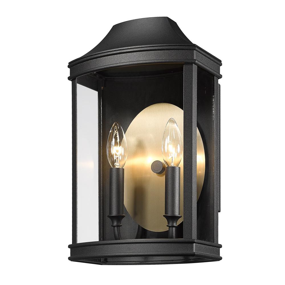 Cohen Outdoor Wall Mount in Natural Black with Brushed Champagne Bronze Shade