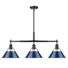 Golden 3306-LP BLK-NVY - Orwell 3-Light Linear Pendant in Matte Black with Matte Navy