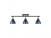 Golden 3602-3SF BLK-NVY - Shepard 3-Light Flush Mount in Modern Brass with Matte Black