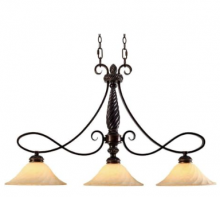 Golden 8106-10 CDB - Torbellino 3 Light Linear Pendant in Cordoban Bronze with Remolino Glass