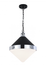 Matteo Lighting C72203CHOP - Sphericon Matte Black and Chrome Pendant