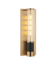 Matteo Lighting W61201MBAG - Tubo Matte Black + Aged Gold Brass Wall Sconce