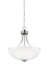 Generation Lighting 6616503-962 - Geary transitional 3-light indoor dimmable ceiling pendant hanging chandelier pendant light in brush