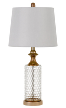 CAL Lighting BO-2959TB-2 - 100W Breda Glass Table Lamp with Taper Drum Hardback Fabric Shade (Priced and Sold As Pairs)