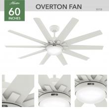 Hunter 50720 - Hunter 60 inch Overton ENERGY STAR® Matte White Damp Rated Ceiling Fan with LED Lt Kit