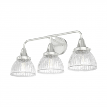 Hunter 19353 - Hunter Cypress Grove Brushed Nickel with Clear Holophane Glass 3 Lt Bathroom Vanity Wall Lt Fixture