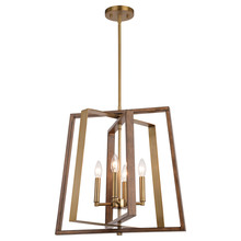 Vaxcel International P0347 - Dunning 20-in. 4 Light Pendant Natural Brass and Burnished Chestnut