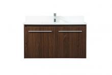 Elegant VF44536MWT-BS - 36 inch Single bathroom vanity in walnut with backsplash