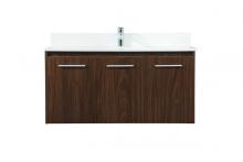 Elegant VF44540MWT-BS - 40 inch Single bathroom vanity in walnut with backsplash